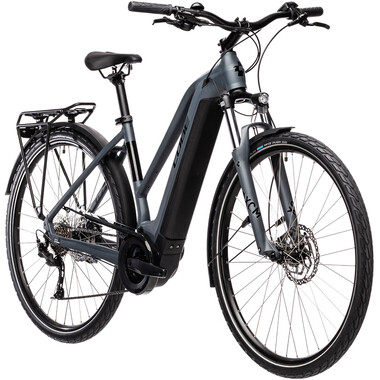 Bicicleta de paseo eléctrica CUBE TOURING HYBRID ONE 400 TRAPEZ Gris 2021 0